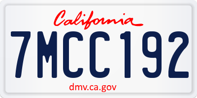 CA license plate 7MCC192