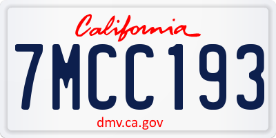 CA license plate 7MCC193
