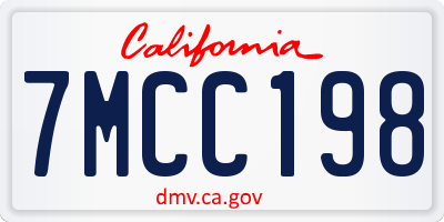 CA license plate 7MCC198