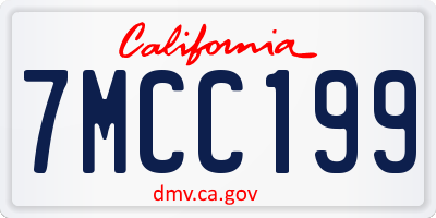 CA license plate 7MCC199