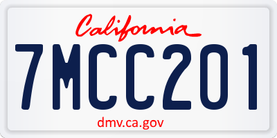 CA license plate 7MCC201