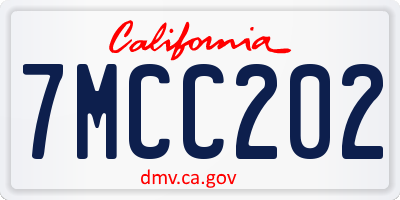 CA license plate 7MCC202