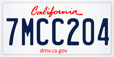 CA license plate 7MCC204