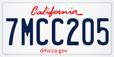 CA license plate 7MCC205