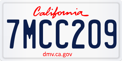 CA license plate 7MCC209