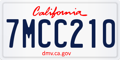 CA license plate 7MCC210