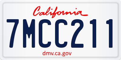 CA license plate 7MCC211