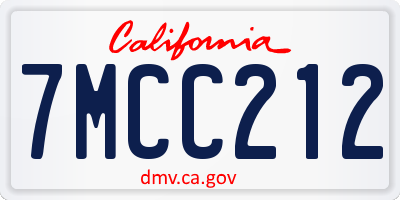 CA license plate 7MCC212
