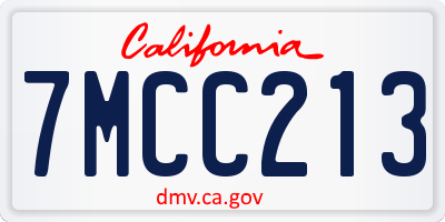 CA license plate 7MCC213