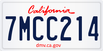 CA license plate 7MCC214