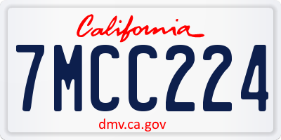 CA license plate 7MCC224