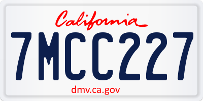 CA license plate 7MCC227