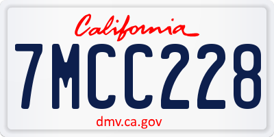 CA license plate 7MCC228