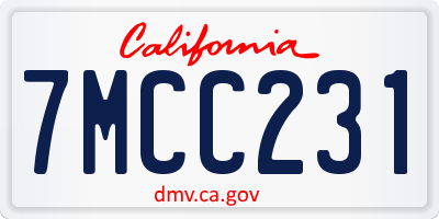 CA license plate 7MCC231