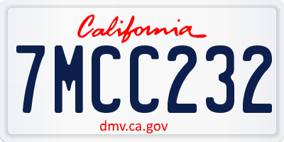 CA license plate 7MCC232