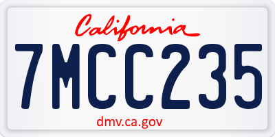 CA license plate 7MCC235