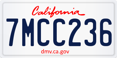 CA license plate 7MCC236