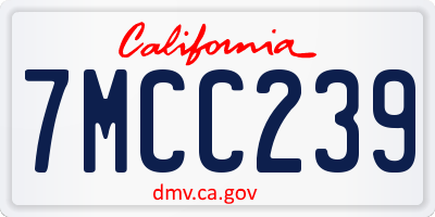 CA license plate 7MCC239