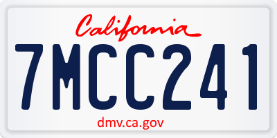 CA license plate 7MCC241