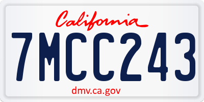 CA license plate 7MCC243