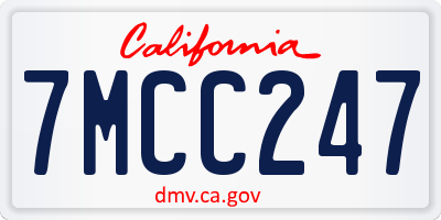CA license plate 7MCC247