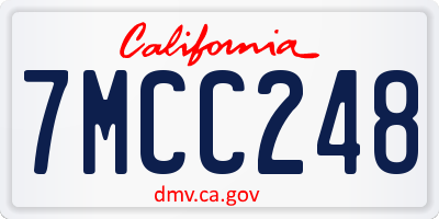 CA license plate 7MCC248