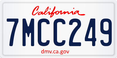 CA license plate 7MCC249