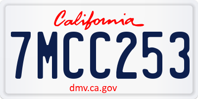CA license plate 7MCC253