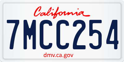 CA license plate 7MCC254