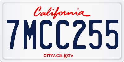 CA license plate 7MCC255