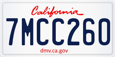 CA license plate 7MCC260