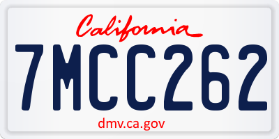 CA license plate 7MCC262