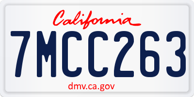 CA license plate 7MCC263