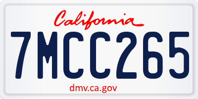 CA license plate 7MCC265