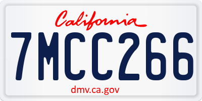 CA license plate 7MCC266