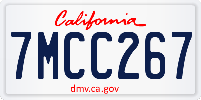 CA license plate 7MCC267