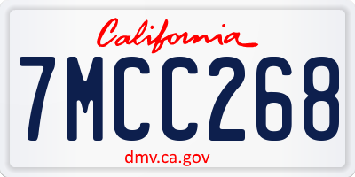 CA license plate 7MCC268