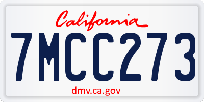 CA license plate 7MCC273