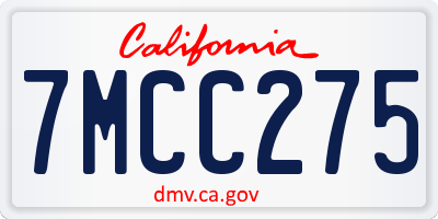 CA license plate 7MCC275