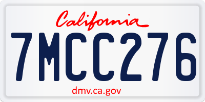 CA license plate 7MCC276