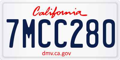 CA license plate 7MCC280