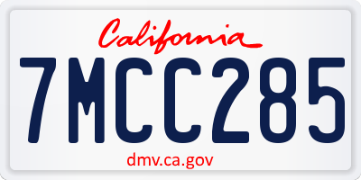 CA license plate 7MCC285