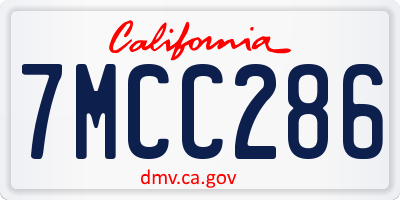 CA license plate 7MCC286