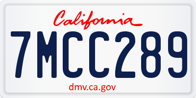CA license plate 7MCC289