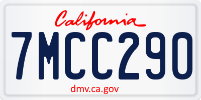 CA license plate 7MCC290