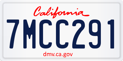 CA license plate 7MCC291