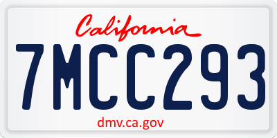 CA license plate 7MCC293