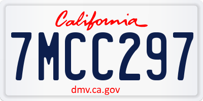 CA license plate 7MCC297