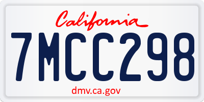 CA license plate 7MCC298