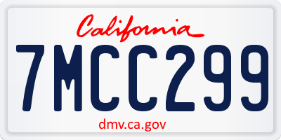 CA license plate 7MCC299